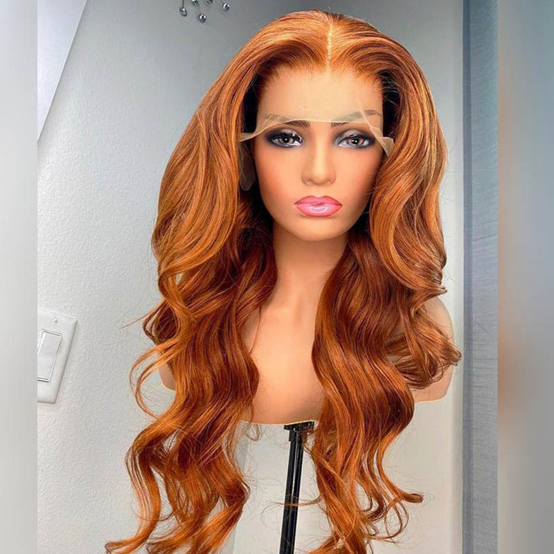 Season Limited! Ginger Orange Body Wave Virgin Hair Lace Frontal Wig