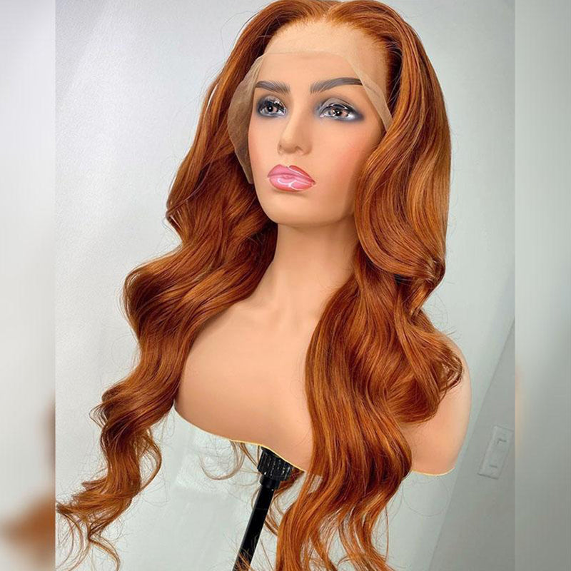 Season Limited! Ginger Orange Body Wave Virgin Hair Lace Frontal Wig