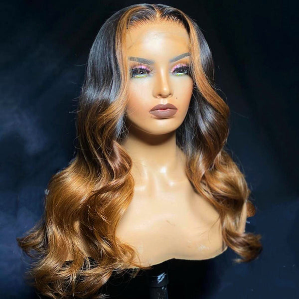 Celebrity Style 1b/27 Honey Brown Body Wave Hair 13*4 Lace Wig