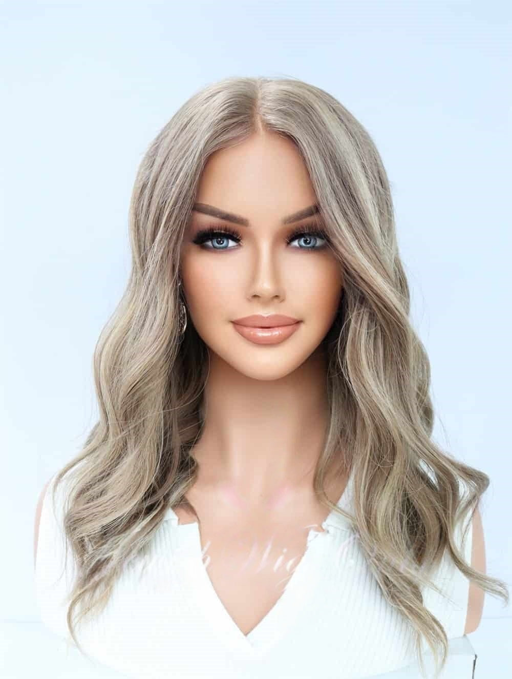 Lace Top Wigs in Coral Color Luxury Human Hair Wigs & Human Hair Toppers Factory