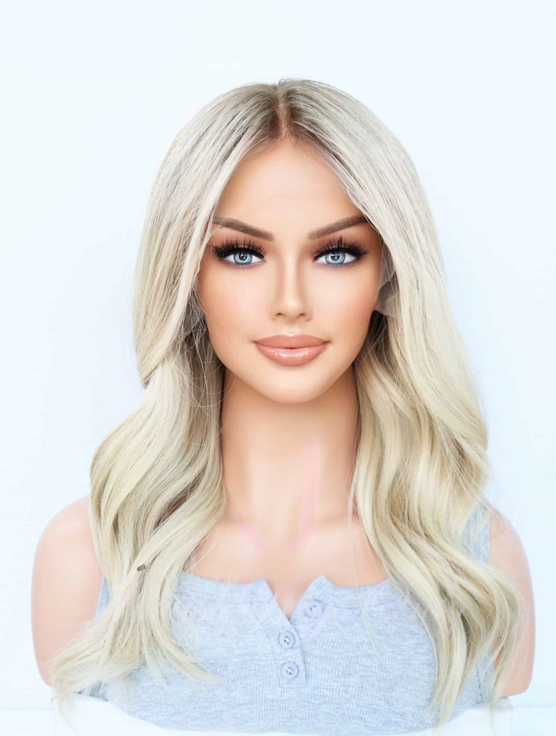 Lace Top Wigs in Pearl Color Luxury Human Hair Wigs & Human Hair Toppers Factory