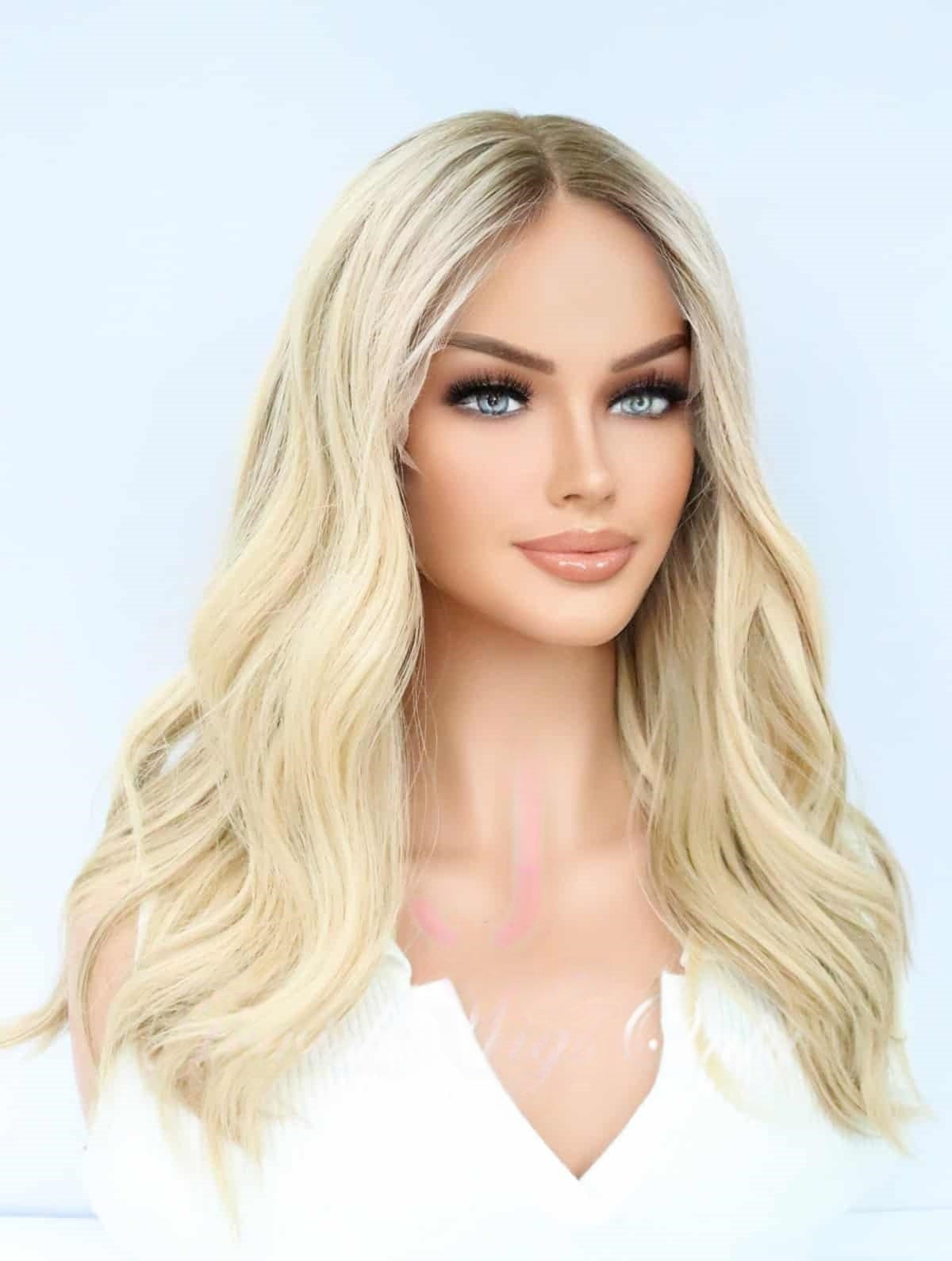 Lace Top Wigs in Custom blonde Color Luxury Human Hair Wigs & Human Hair Toppers Factory