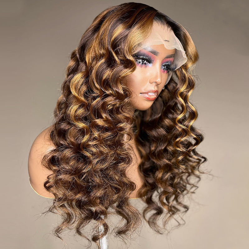 Natural Highlight Deep Loose Wave Lace Frontal Wig