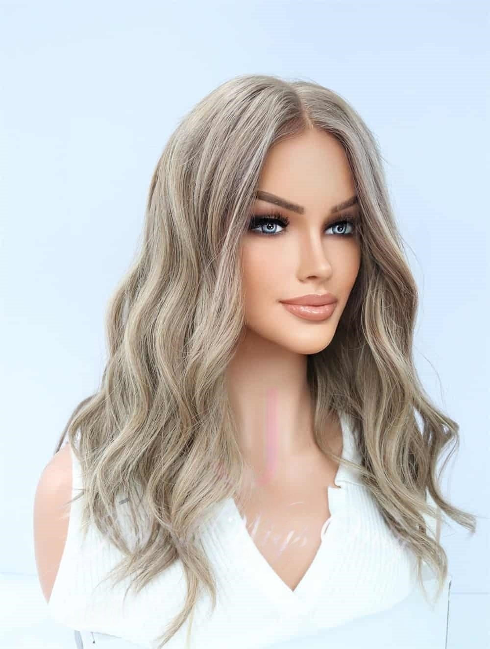 Lace Top Wigs in Coral Color Luxury Human Hair Wigs & Human Hair Toppers Factory