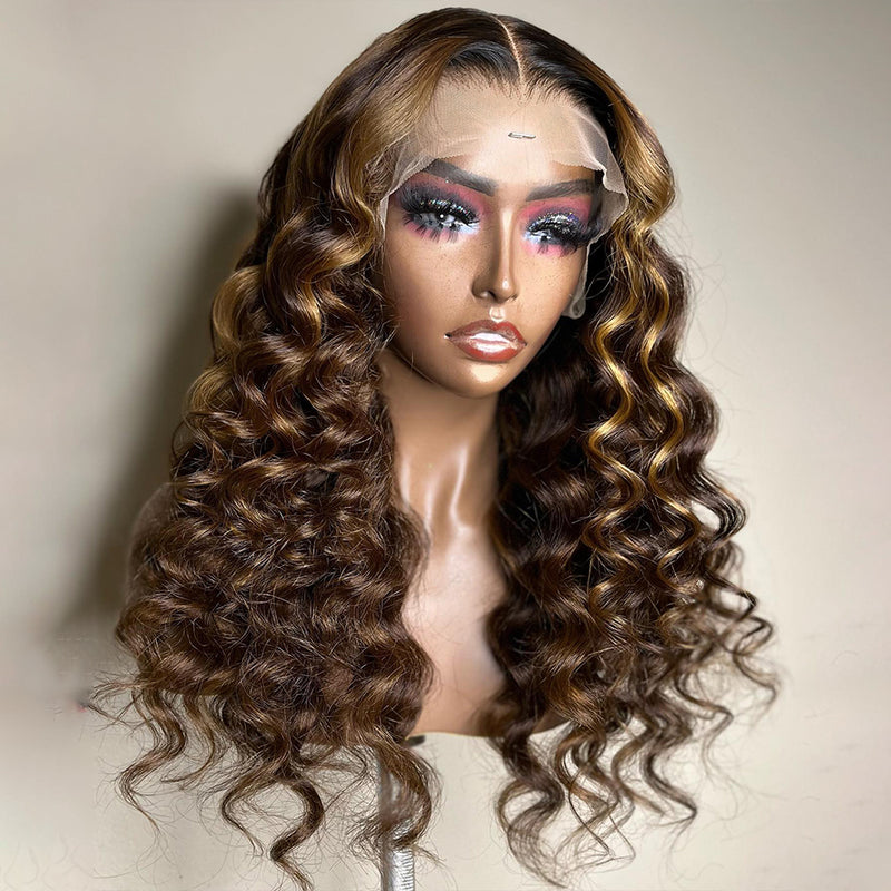 Natural Highlight Deep Loose Wave Lace Frontal Wig