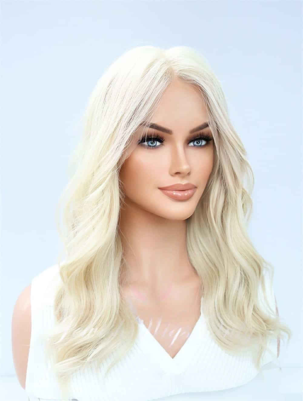 Lace Top Wigs in Lvory Color Luxury Human Hair Wigs & Human Hair Toppers Factory