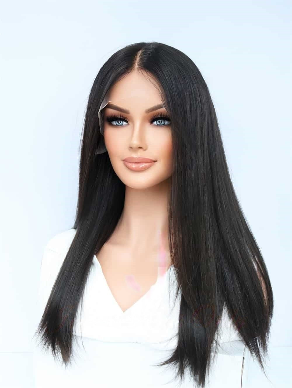 Lace Top Wigs in Natural #2 Color Luxury Human Hair Wigs & Human Hair Toppers Factory