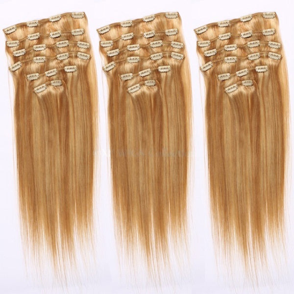 Promotion Remy Clip in Hair Extensions 220gram thick human hair clip in hair
