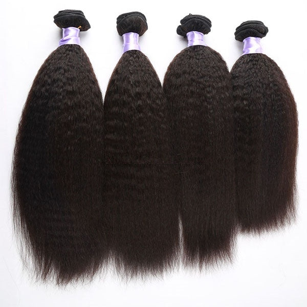 Brazilian Virgin Hair Kinky Straight Human Hair Weaves Yaki 10-30inch; Natural Black Kinky Straight Hair