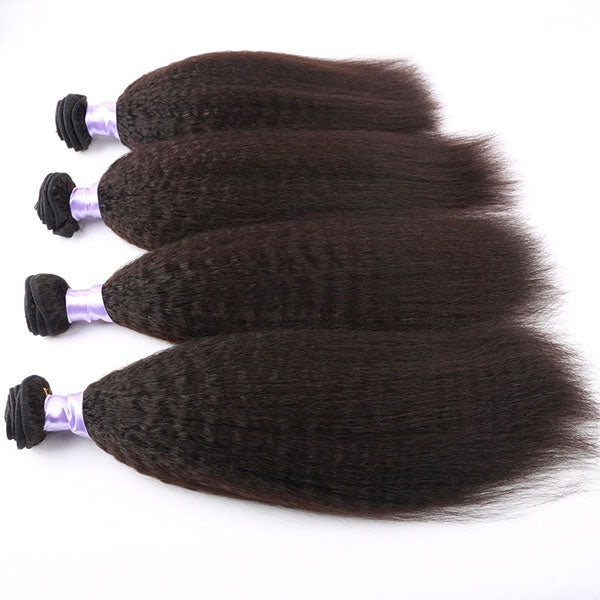Brazilian Virgin Hair Kinky Straight Human Hair Weaves Yaki 10-30inch; Natural Black Kinky Straight Hair