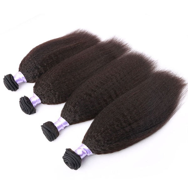 Brazilian Virgin Hair Kinky Straight Human Hair Weaves Yaki 10-30inch; Natural Black Kinky Straight Hair