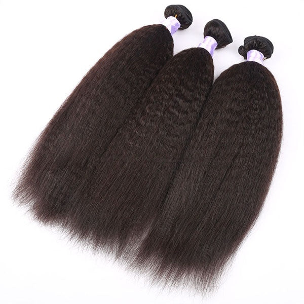 3 bundles 1 set kinky straight 100% brazilian virgin hair Italian yaki hair