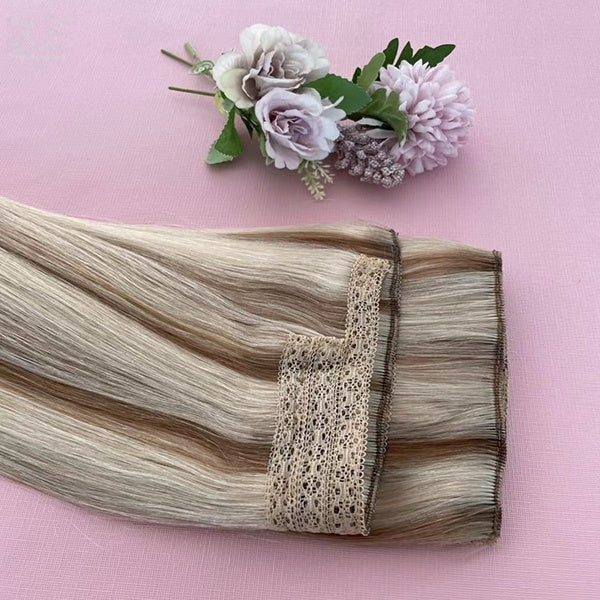Smooth brown with highlight natural straight flip in hair extensions