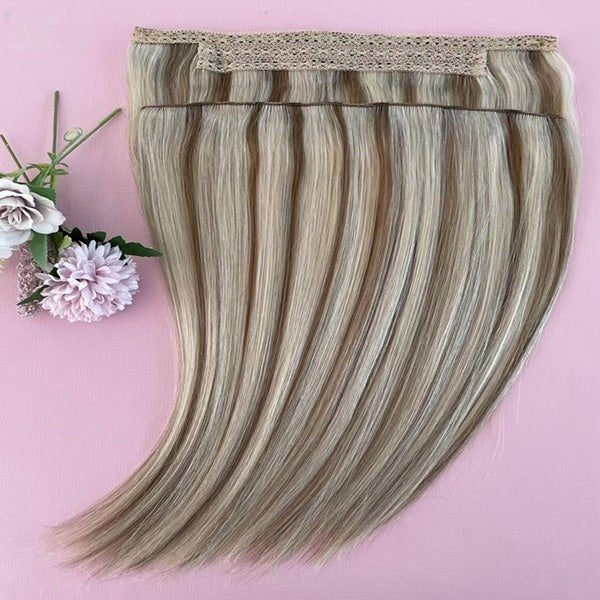 Smooth brown with highlight natural straight flip in hair extensions