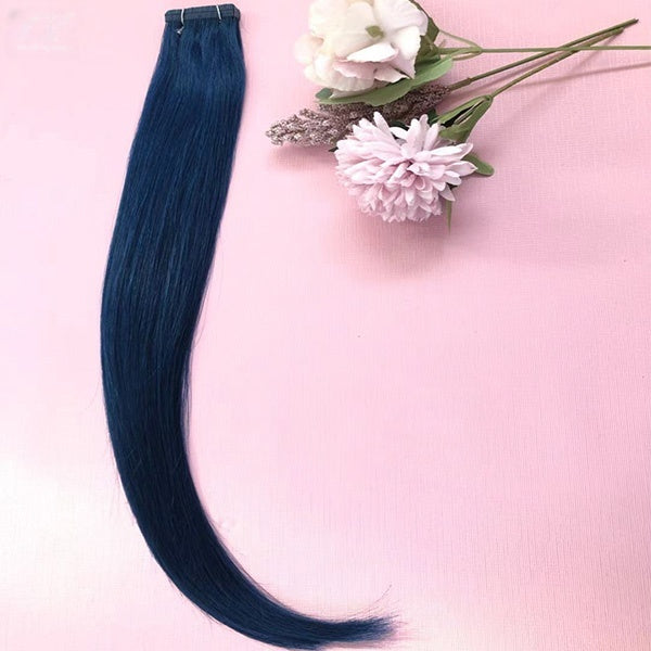 Blue Straight 100% Human hair Tape Hair Extensions