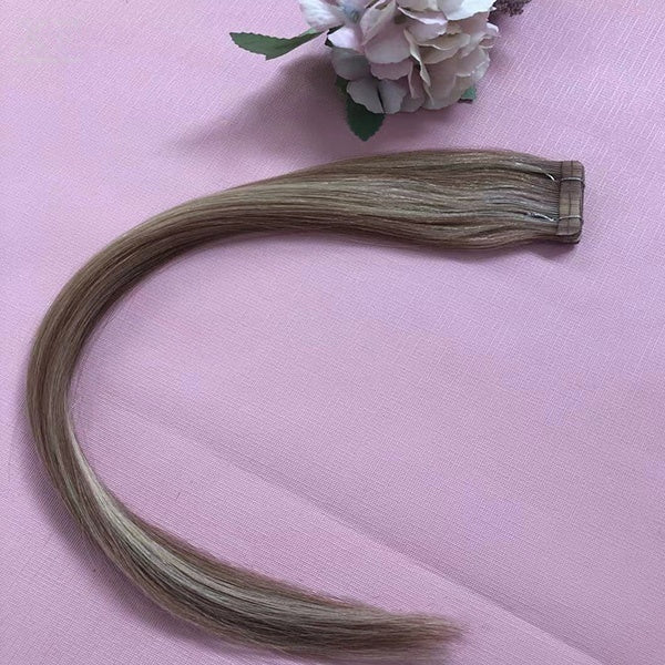 18 Inches LIight Color Straight 100% Human Hair Tape In Hair Extensions