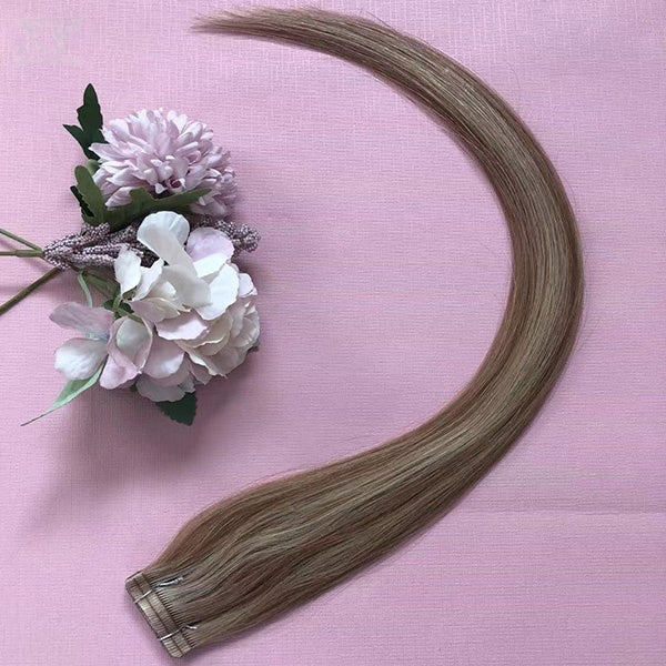 18 Inches LIight Color Straight 100% Human Hair Tape In Hair Extensions