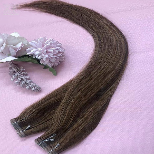 Top quality Straight 100% human hair Tape Hair Extensions