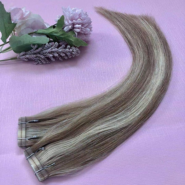 High quality LIight color Straight 100% human hair Tape Hair Extensions