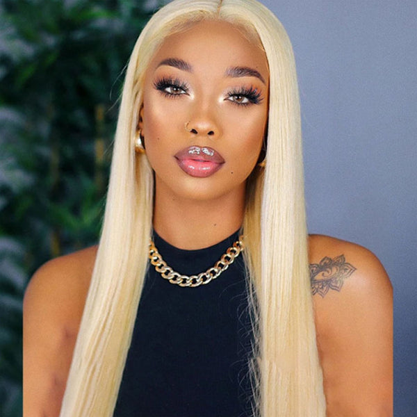 #613 Blonde Straight Lace Frontal Wig 180% Density--Whitney~