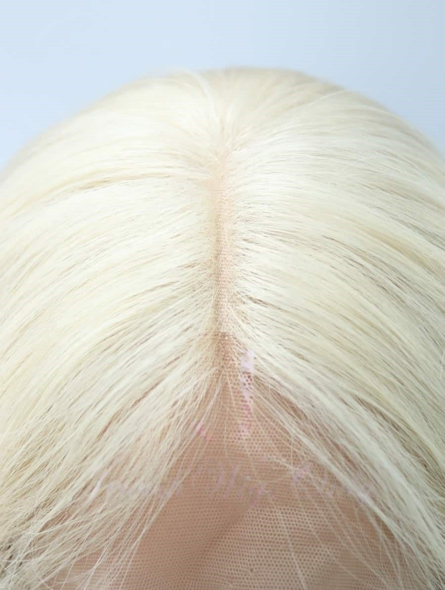 Lace Top Wigs in Lvory Color Luxury Human Hair Wigs & Human Hair Toppers Factory