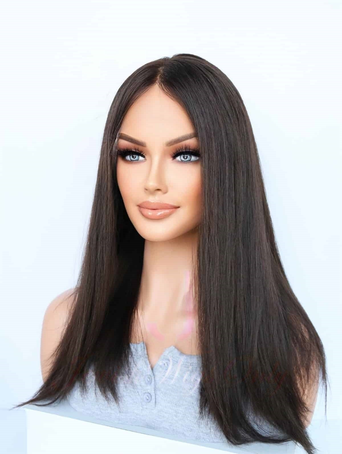 Lace Top Wigs in Natural #4 Color Luxury Human Hair Wigs & Human Hair Toppers Factory