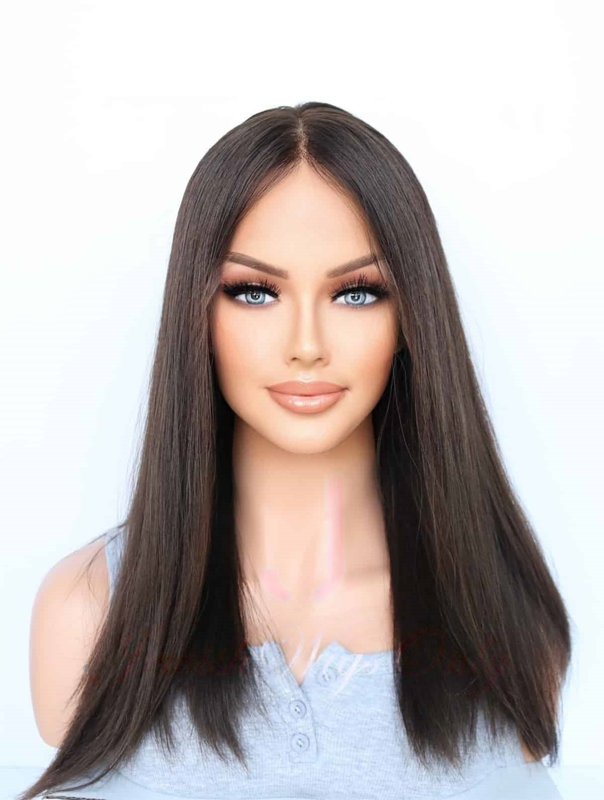 Lace Top Wigs in Natural #4 Color Luxury Human Hair Wigs & Human Hair Toppers Factory