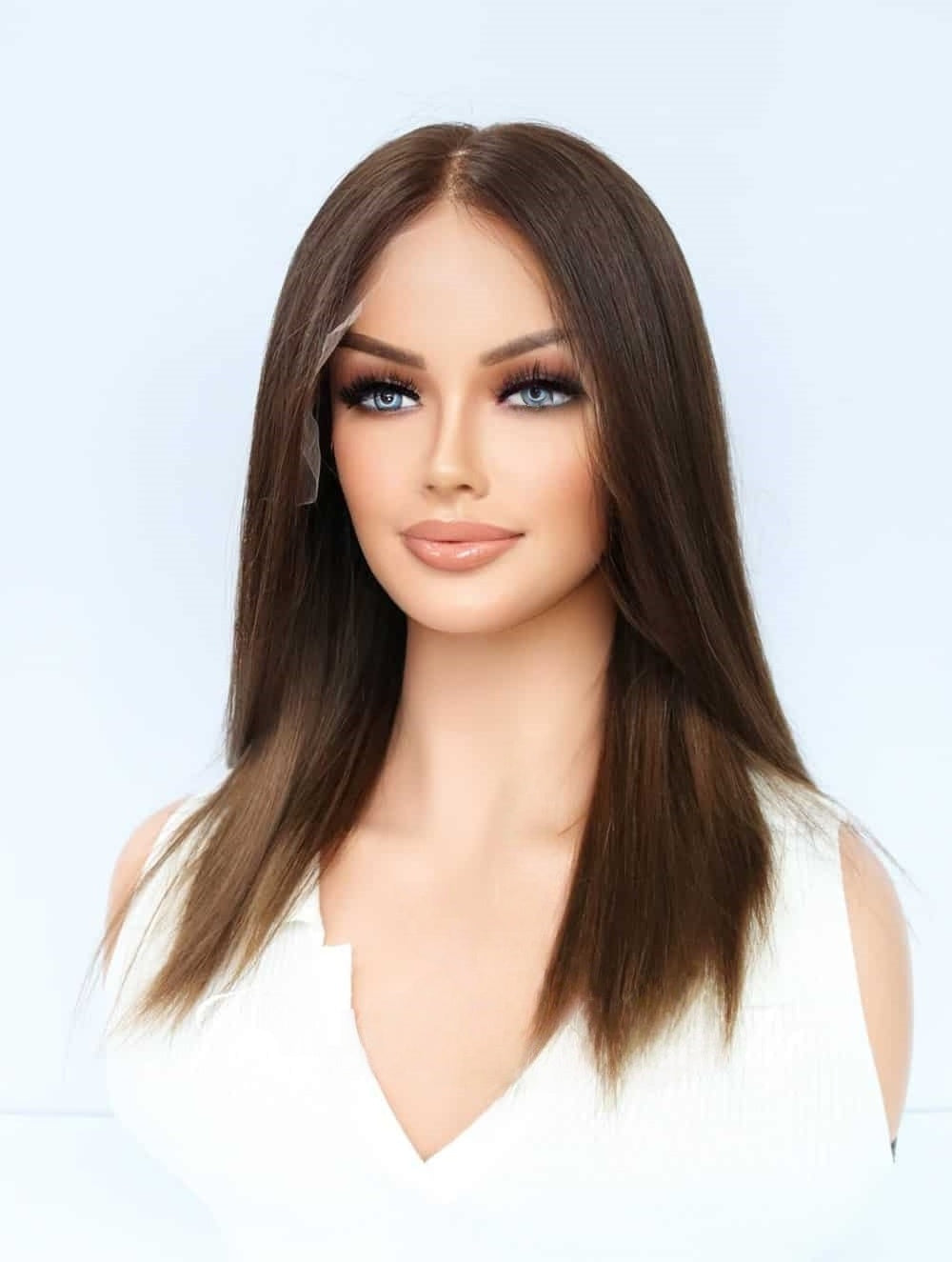 Lace Top Wigs in Coco Color Luxury Human Hair Wigs & Human Hair Toppers Factory