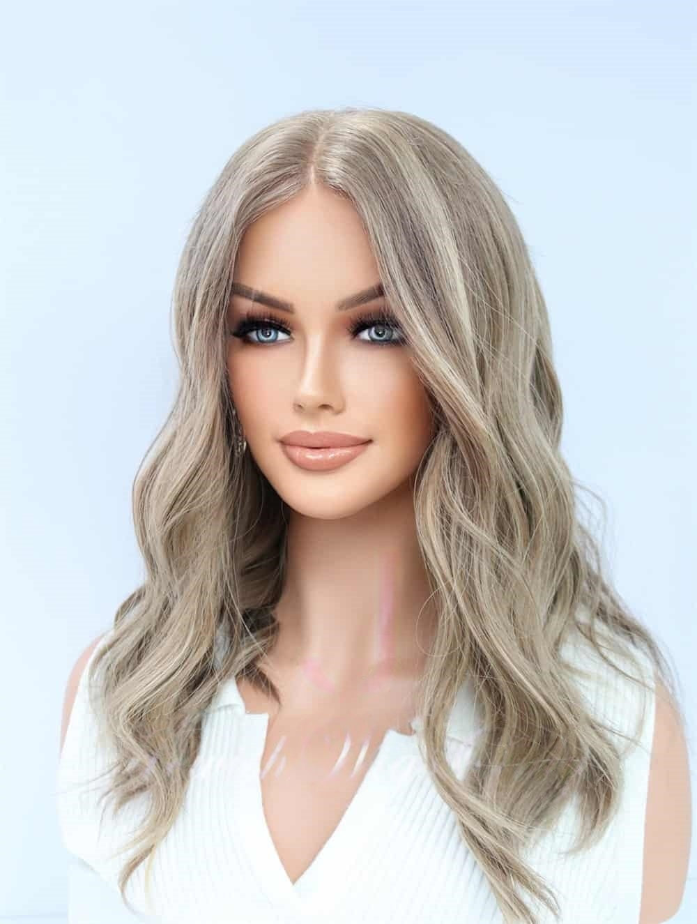 Lace Top Wigs in Coral Color Luxury Human Hair Wigs & Human Hair Toppers Factory