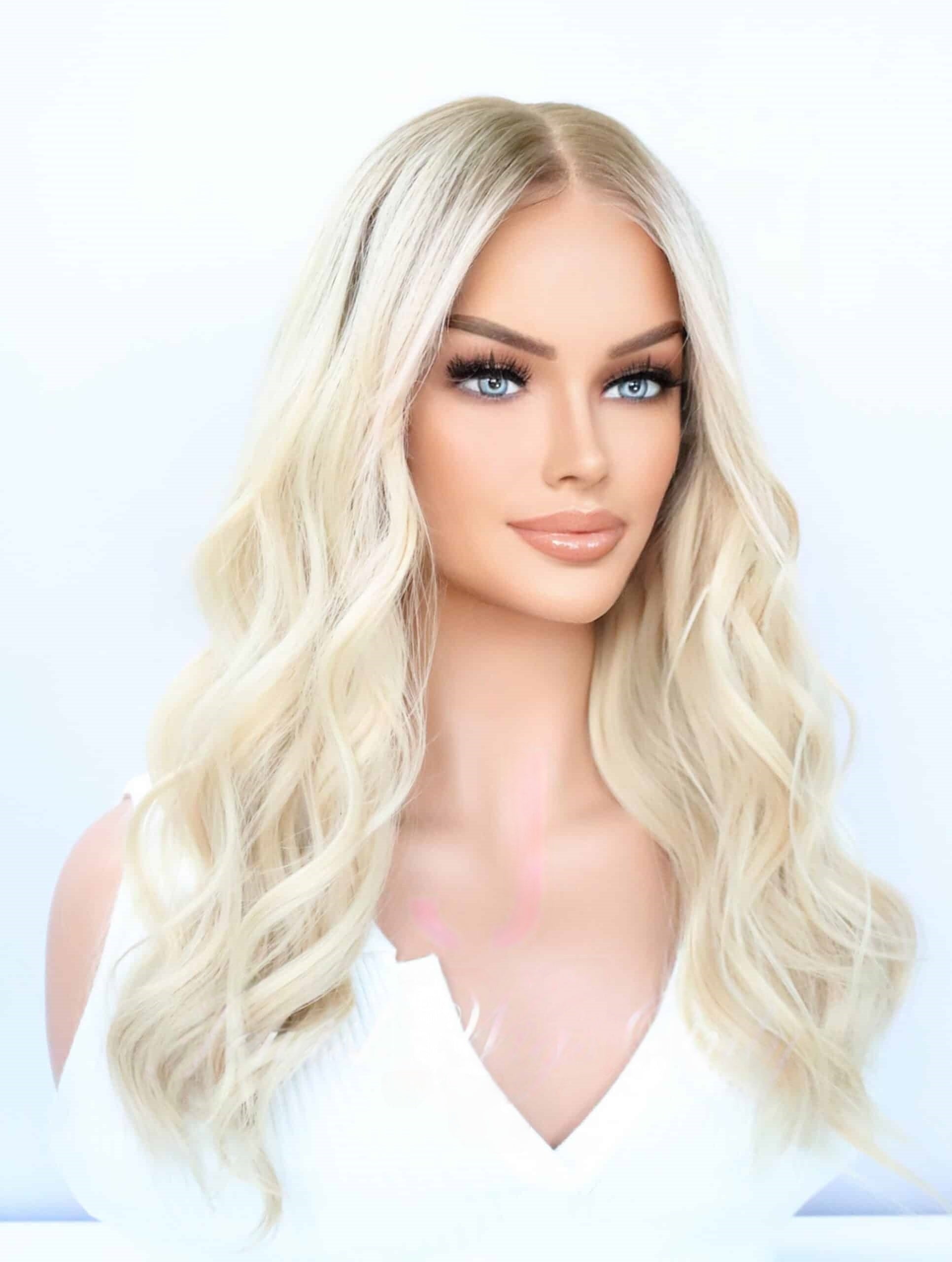 Lace Top Wigs in Lvory Color 2 Luxury Human Hair Wigs & Human Hair Toppers Factory