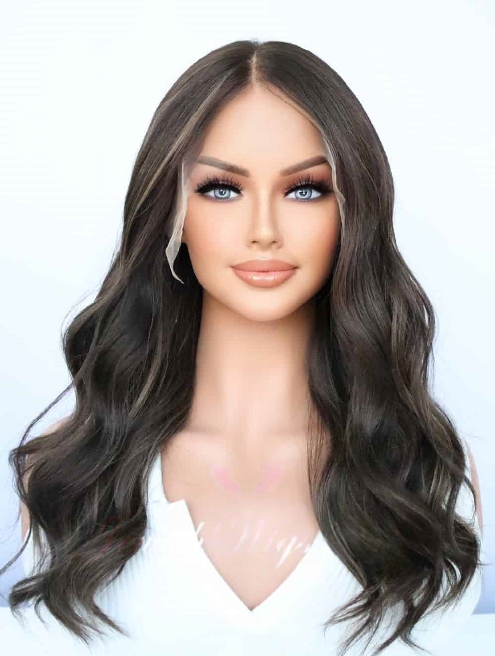 Lace Top Wigs in Natural #4/6 Color Luxury Human Hair Wigs & Human Hair Toppers Factory