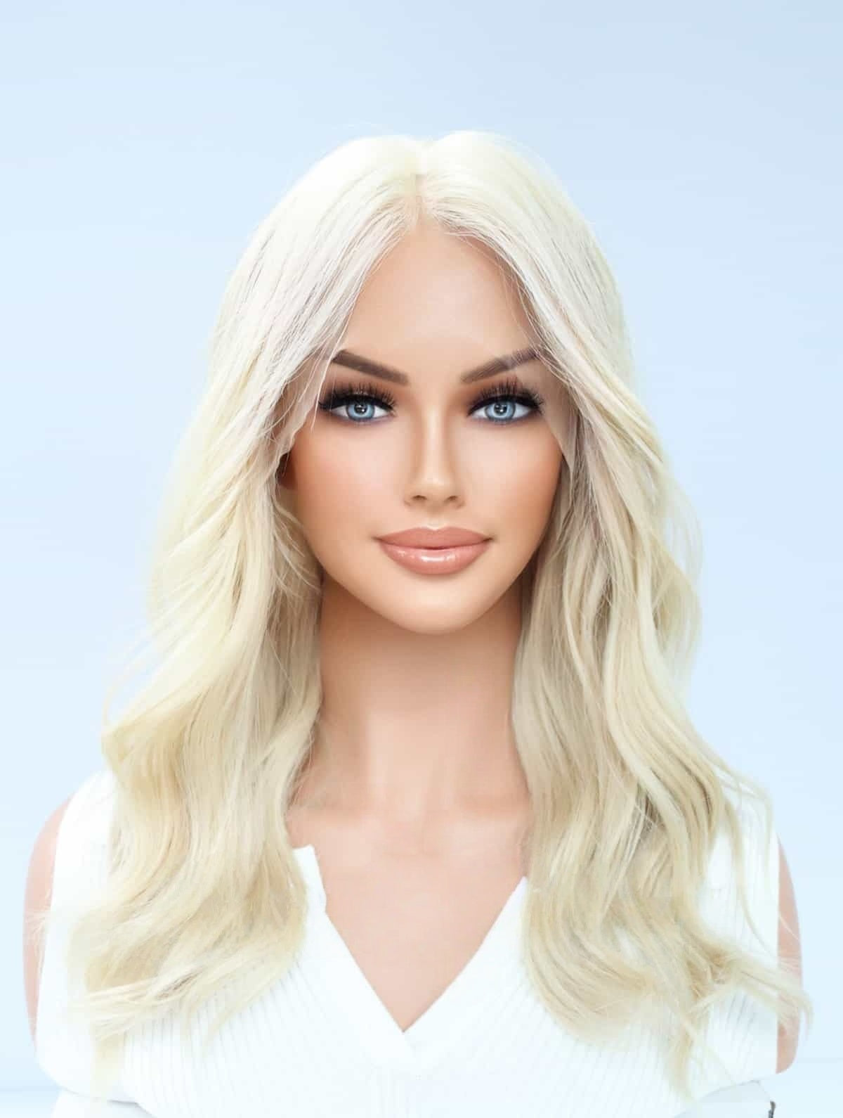 Lace Top Wigs in Lvory Color Luxury Human Hair Wigs & Human Hair Toppers Factory