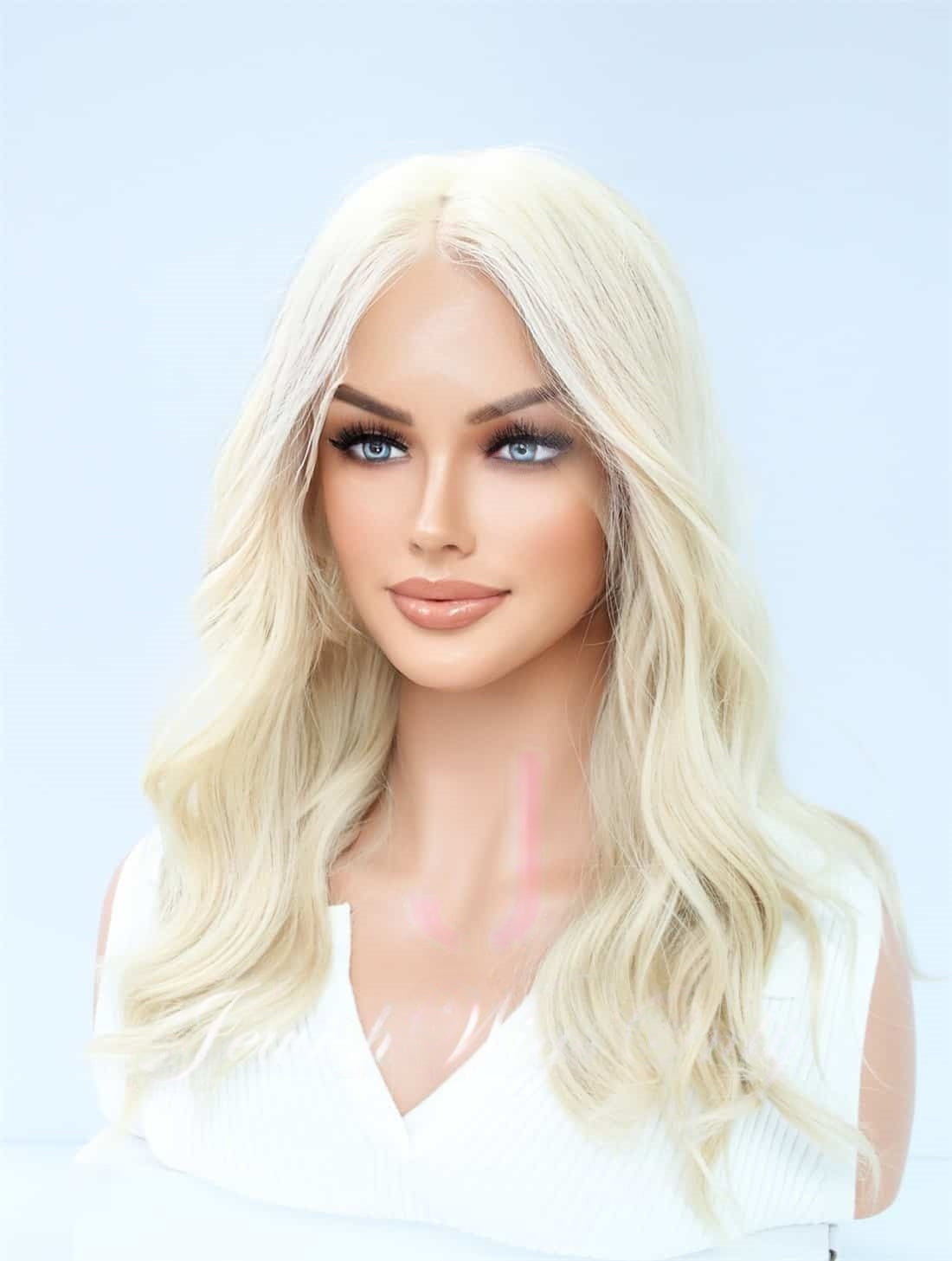 Lace Top Wigs in Lvory Color Luxury Human Hair Wigs & Human Hair Toppers Factory