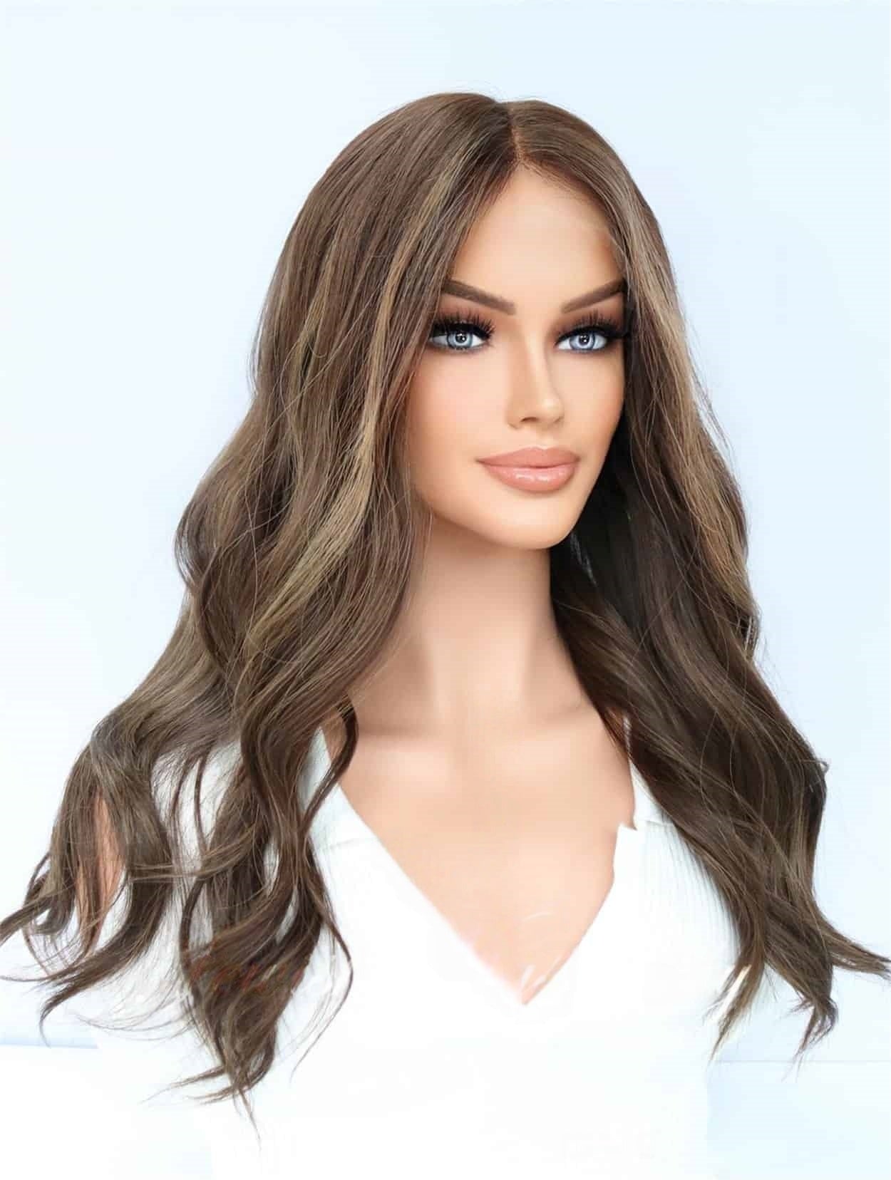 Lace Top Wigs in Coffee Color Luxury Human Hair Wigs & Human Hair Toppers Factory