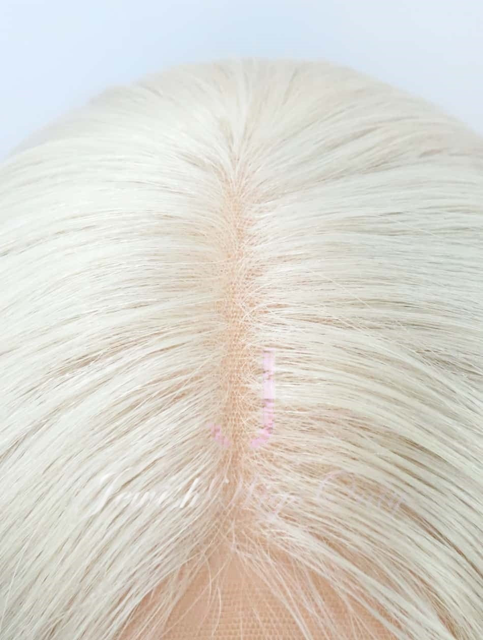 Lace Top Wigs in Silver White Color Luxury Human Hair Wigs & Human Hair Toppers Factory