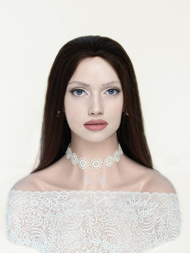 Machine Toppers in Natural #4 Color Luxury Human Hair Wigs & Human Hair Toppers Factory
