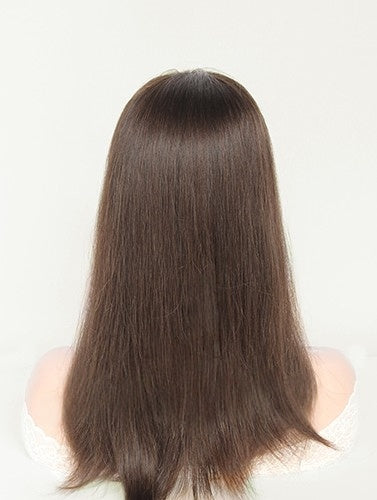 Machine Toppers in Natural #4 Color Luxury Human Hair Wigs & Human Hair Toppers Factory