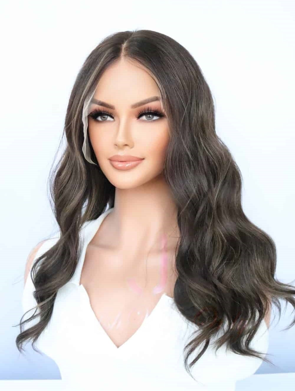 Lace Top Wigs in Natural #4/6 Color Luxury Human Hair Wigs & Human Hair Toppers Factory
