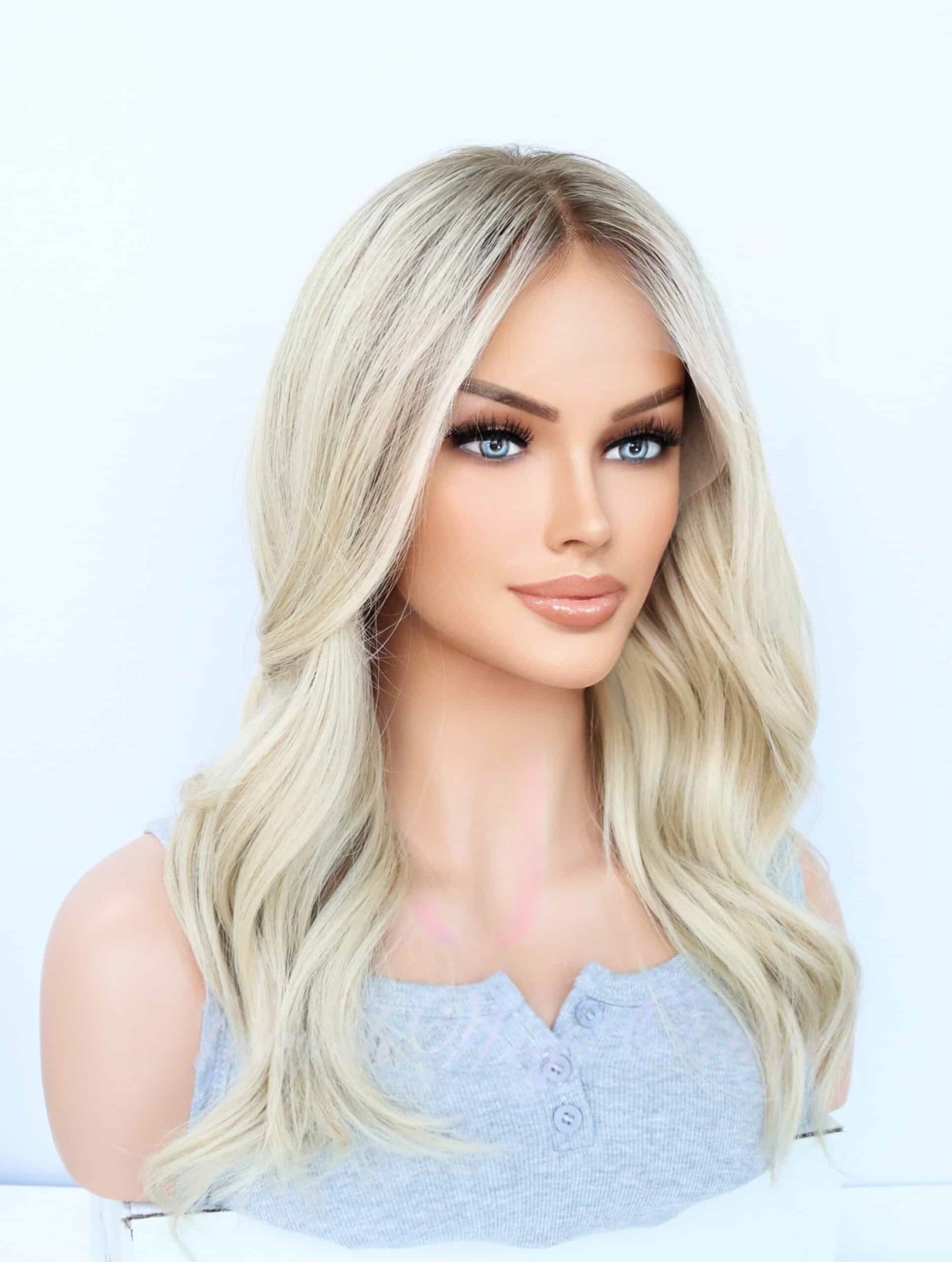 Lace Top Wigs in Pearl Color Luxury Human Hair Wigs & Human Hair Toppers Factory