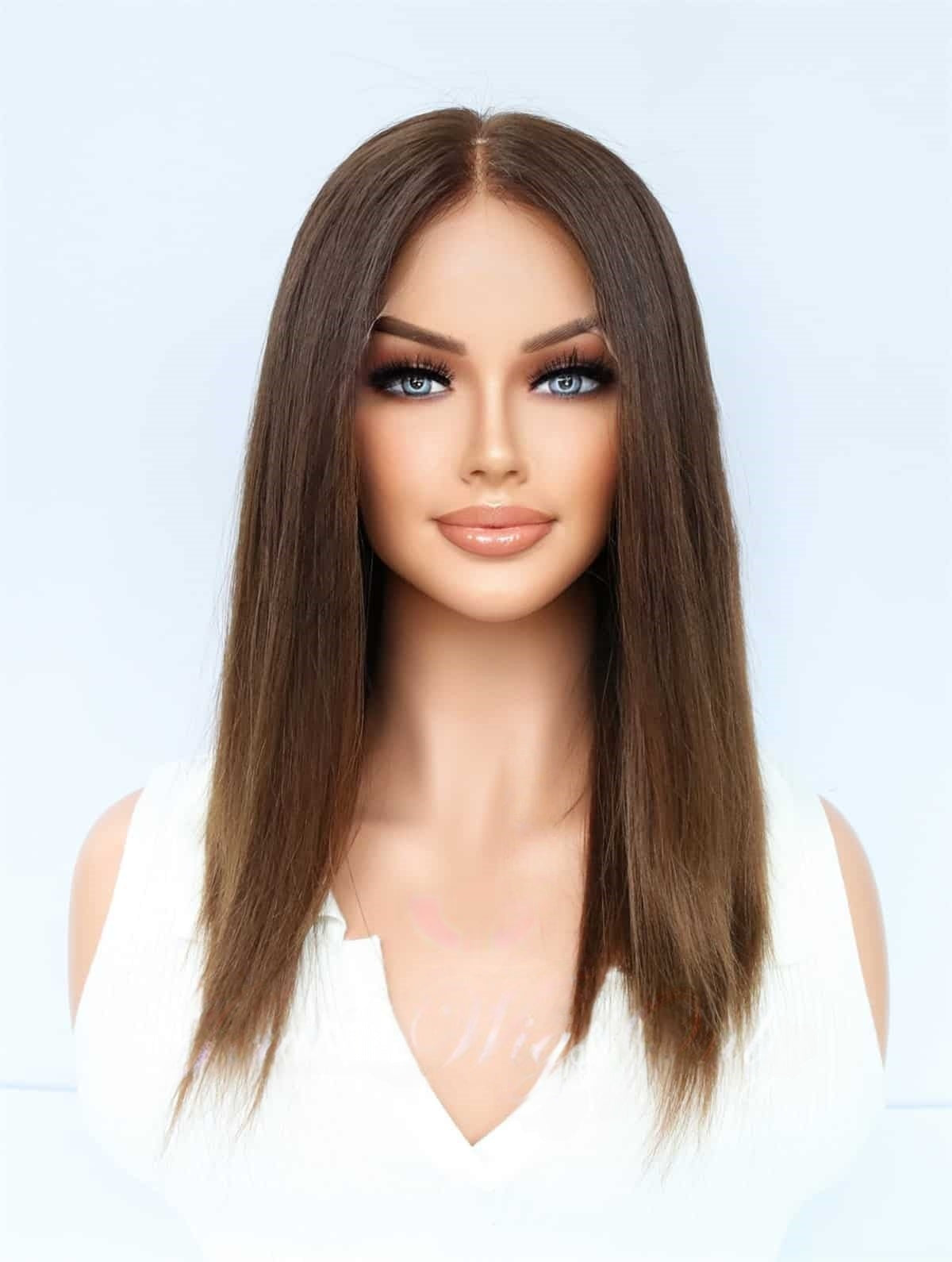 Lace Top Wigs in Coco Color Luxury Human Hair Wigs & Human Hair Toppers Factory