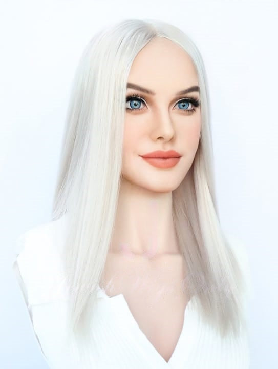 Silk Top Topper in Silvery White Color Luxury Human Hair Wigs & Human Hair Toppers Factory
