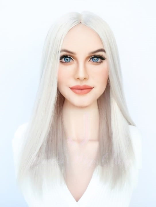 Silk Top Topper in Silvery White Color Luxury Human Hair Wigs & Human Hair Toppers Factory