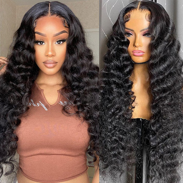 Curly Virgin Hair 13*4 Lace Frontal Wig Middle Part