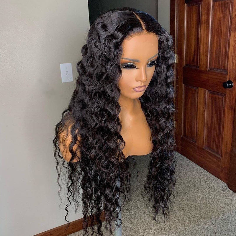 Shiny Deep Wave Glueless Lace Front Wig 08-26 Inches