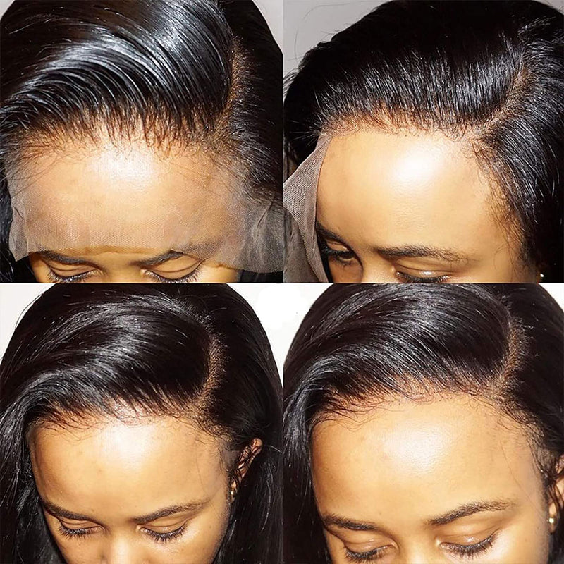 Free Part Silk Natural Straight Lace Frontal Wig With Baby Hair