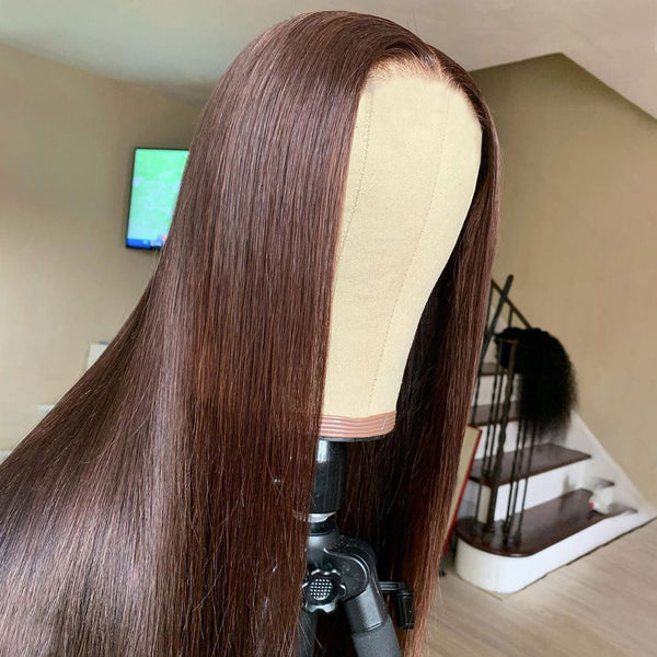 Shiny Caramel Brown Straight Virgin Human Hair Lace Frontal