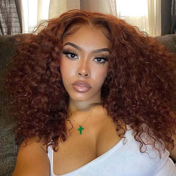 Charming Brown Romantic Wave Curly Bob Lace Frontal Lace Wig