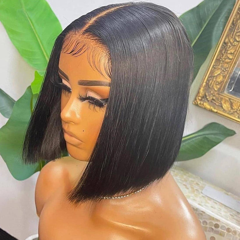 100% Virgin Hair Smooth Straight Bob T Part Lace Wig