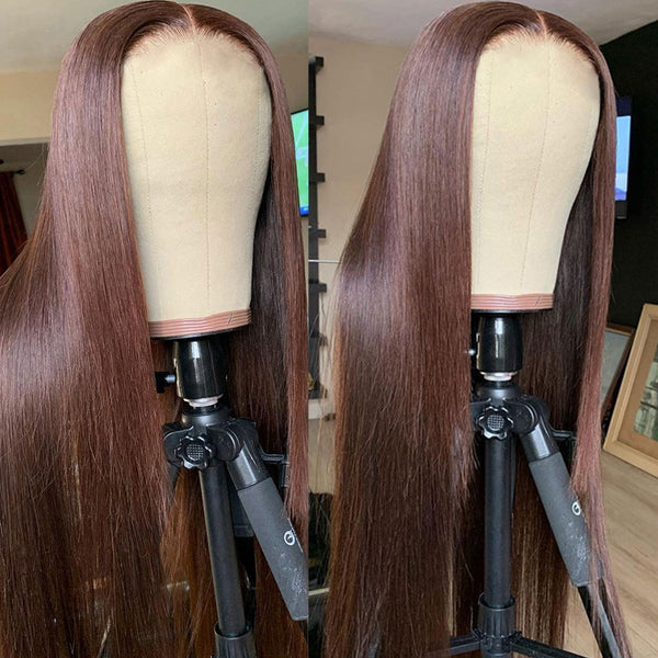 Shiny Caramel Brown Straight Virgin Human Hair Lace Frontal