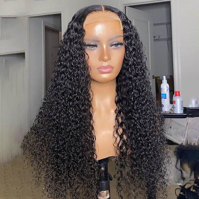 Long Compact Curly Virgin Hair Lace Frontal Wig With Baby Hair